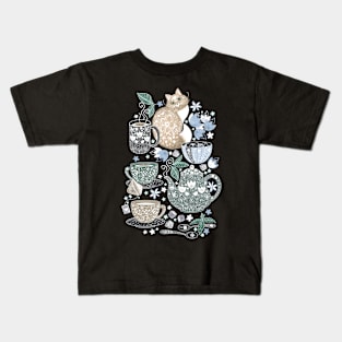 Cup of Tea with a Coffee Cat Kids T-Shirt